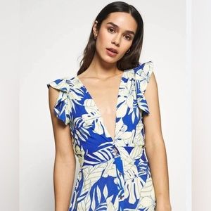 Maaji blue and yellow floral button down maxi dress